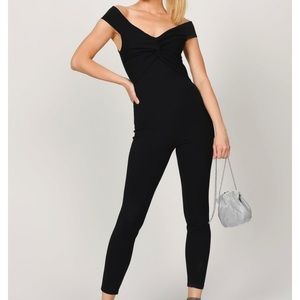Tobi Black off the shoulder jumpsuit- NWT